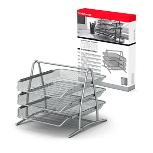 CORBEILLE COURRIER 3 NIVEAU METAL GRIS ERICHKRAUSE