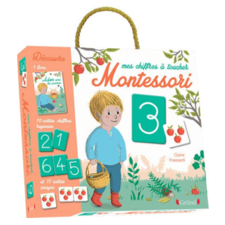 Mes chiffres à toucher Montessori - Coffret livre + 10 cartes chiffres rugueuses + 11 cartes images